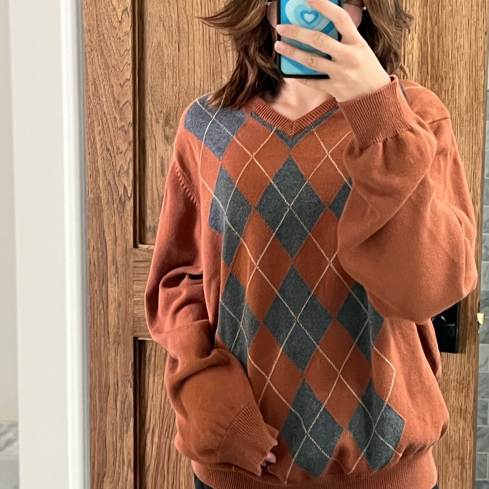 arrow sweaters v-neck argyle sweater